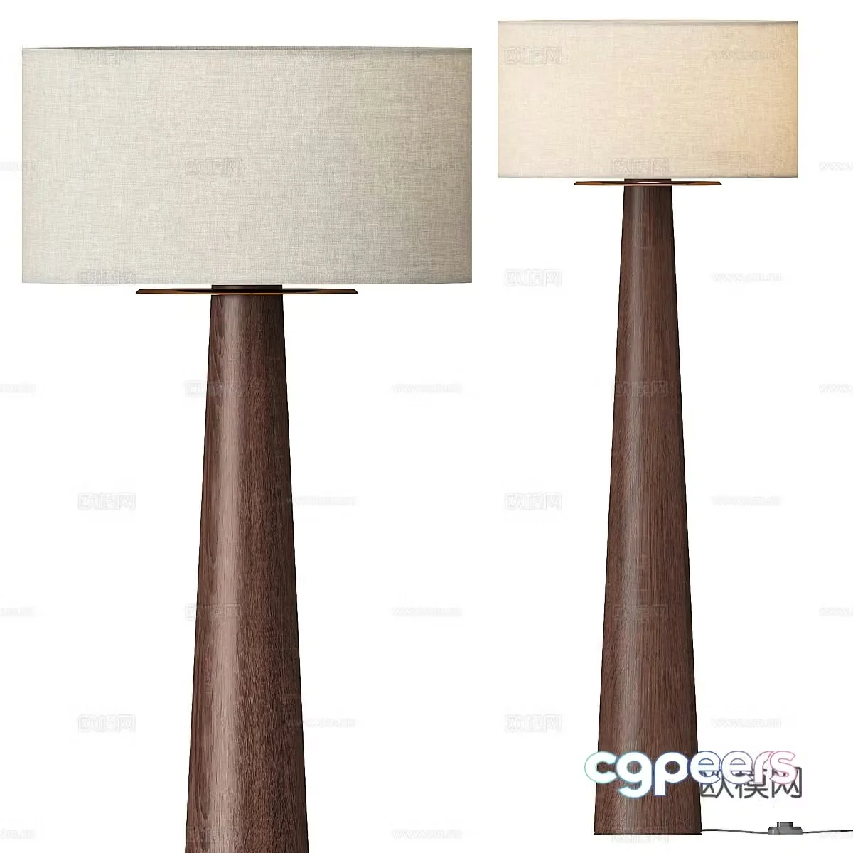 New Chinese style light luxury solid wood floor lamp 3D model