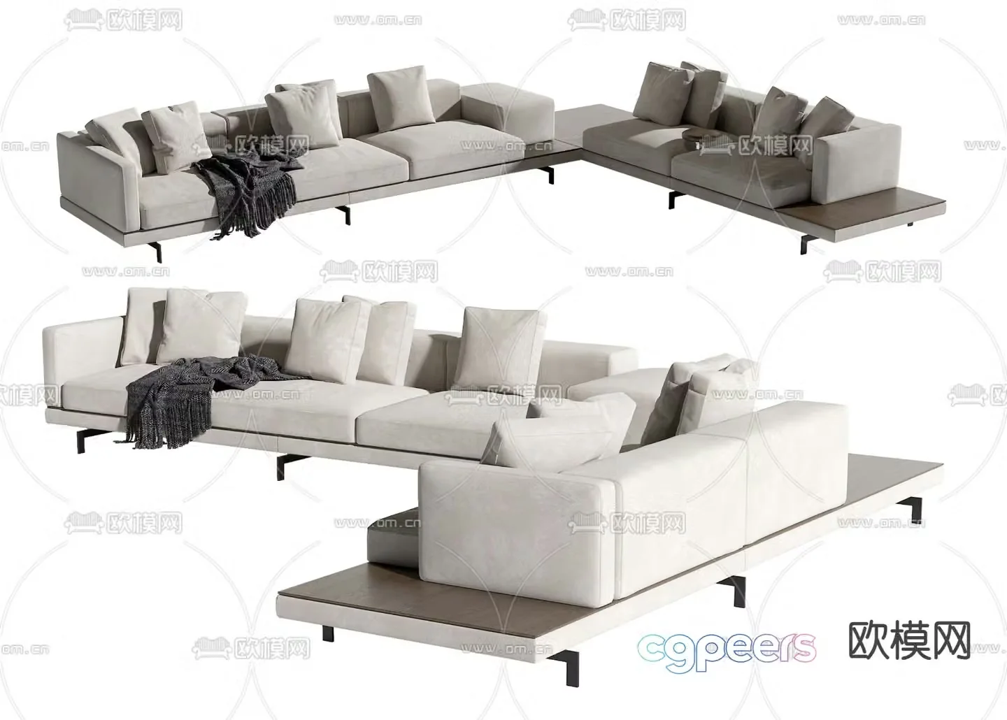 Modern multi-seater sofa 3d model