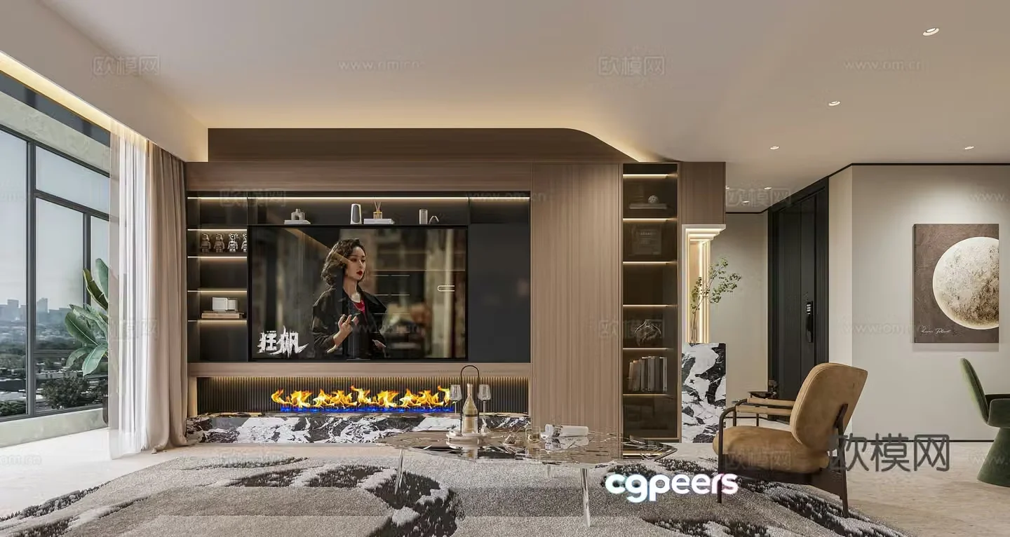 Modern TV wall 3d model