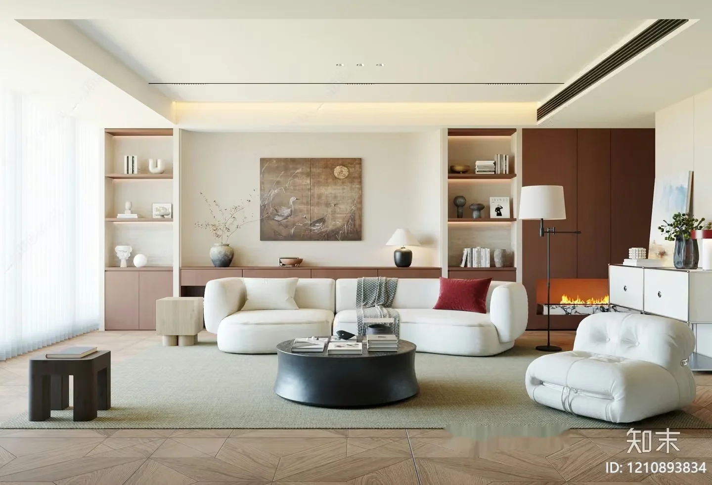 Modern Living Room 3D Model – 1455 – VRAY Render