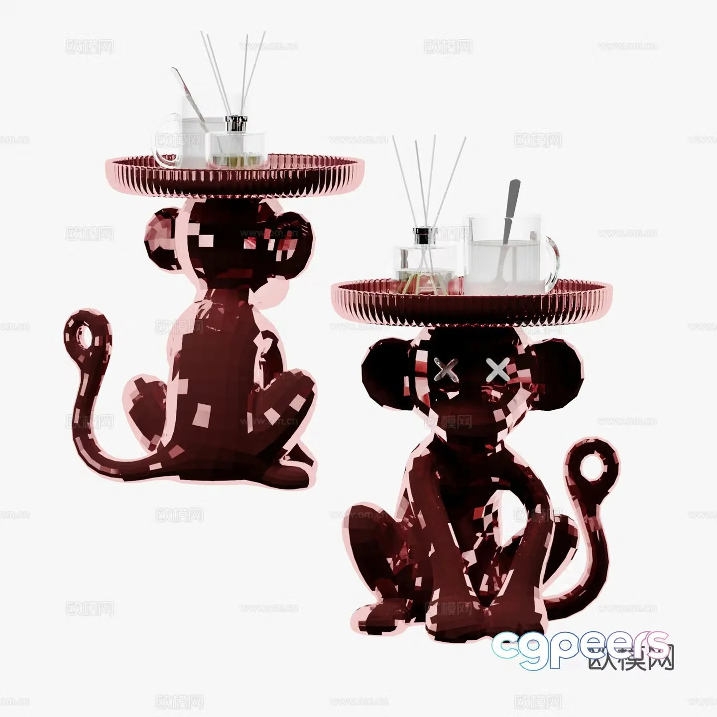 Modern metal monkey side table 3D model