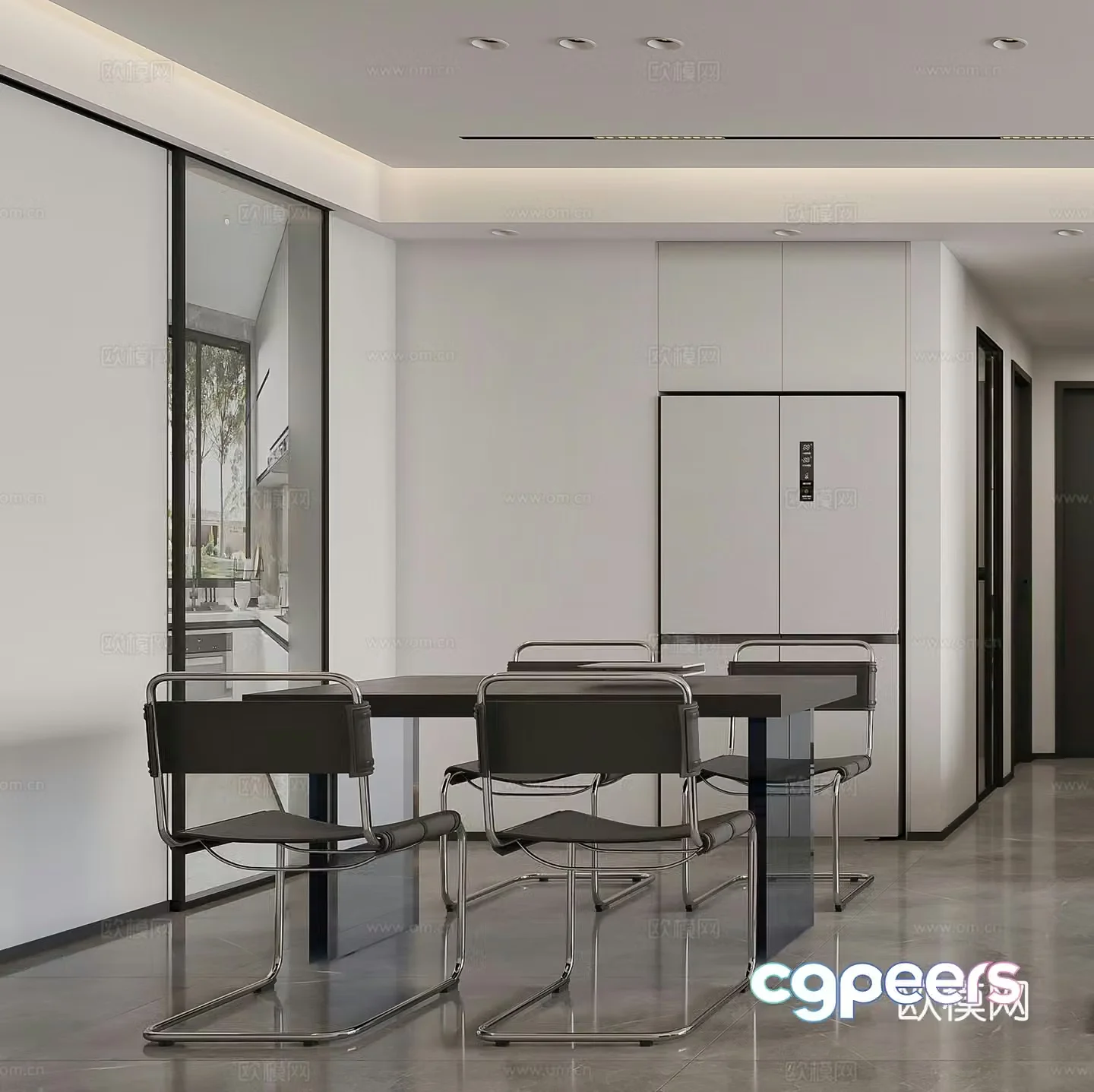 Modern restaurant Refrigerator Dining table Simple restaurant Modern living restaurant Minimalist G3723d model