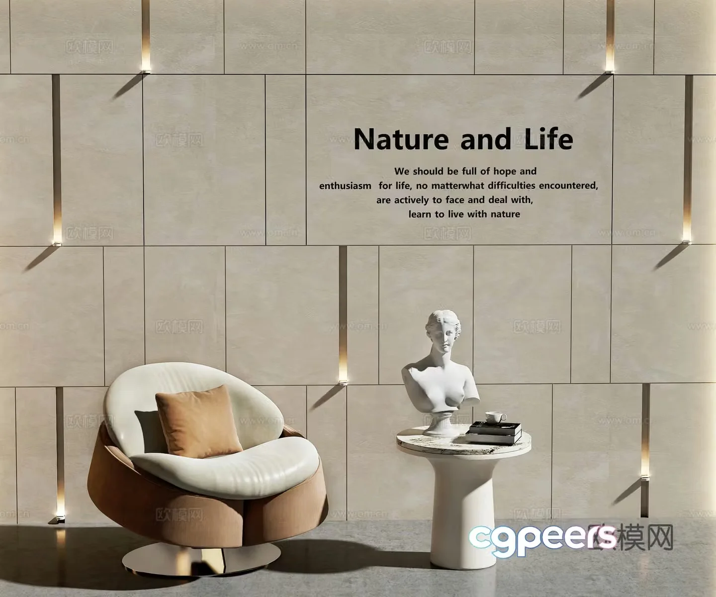 Modern sofa background wall living room sofa background image wall internet celebrity casual sofa casual sofa 3d model