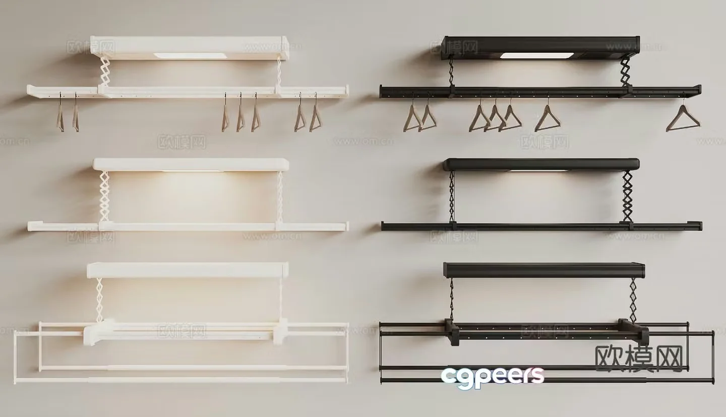 Modern clothes drying rack telescopic clothes drying rod 3D model