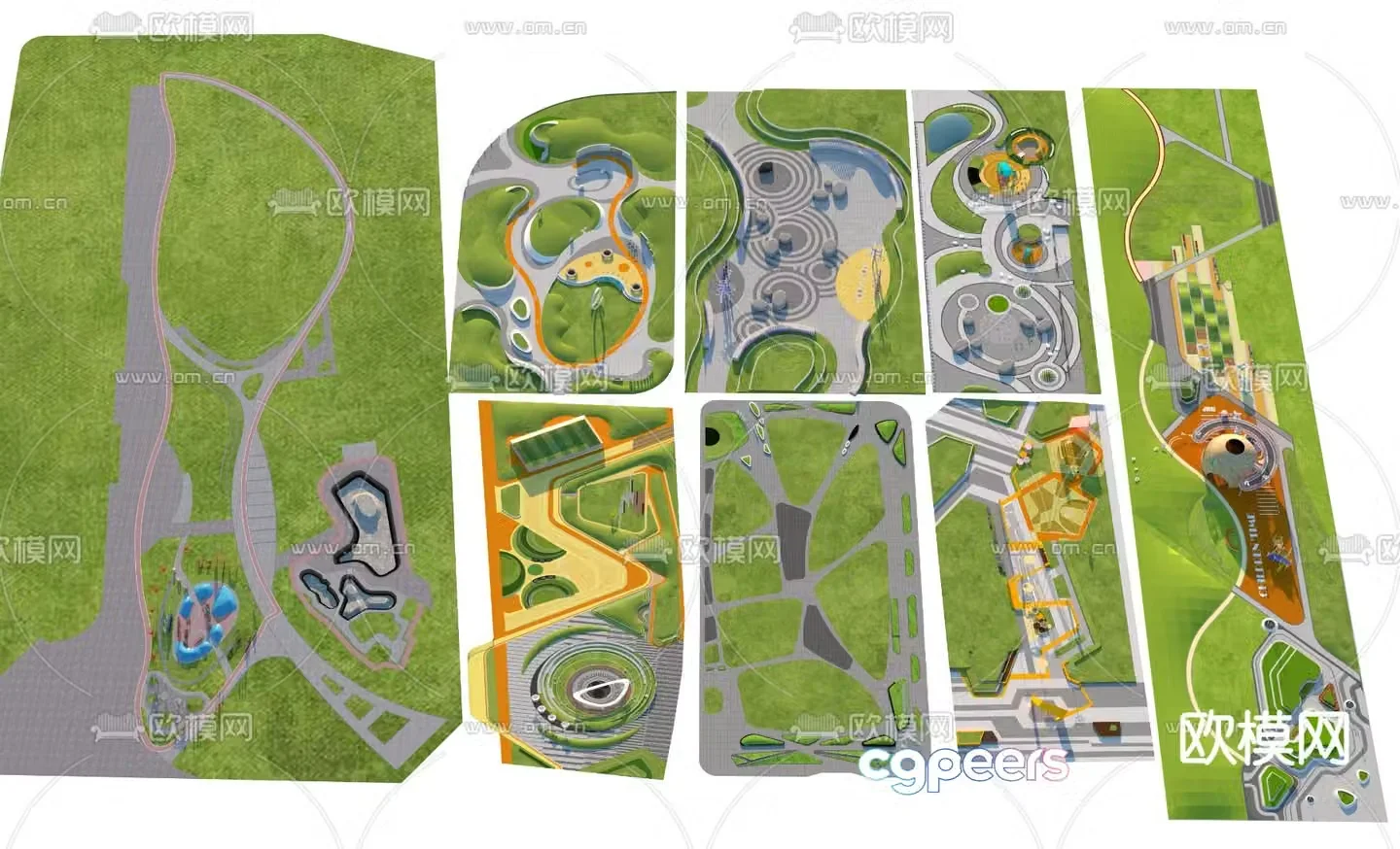 Park landscape children’s playground micro terrain 3d model