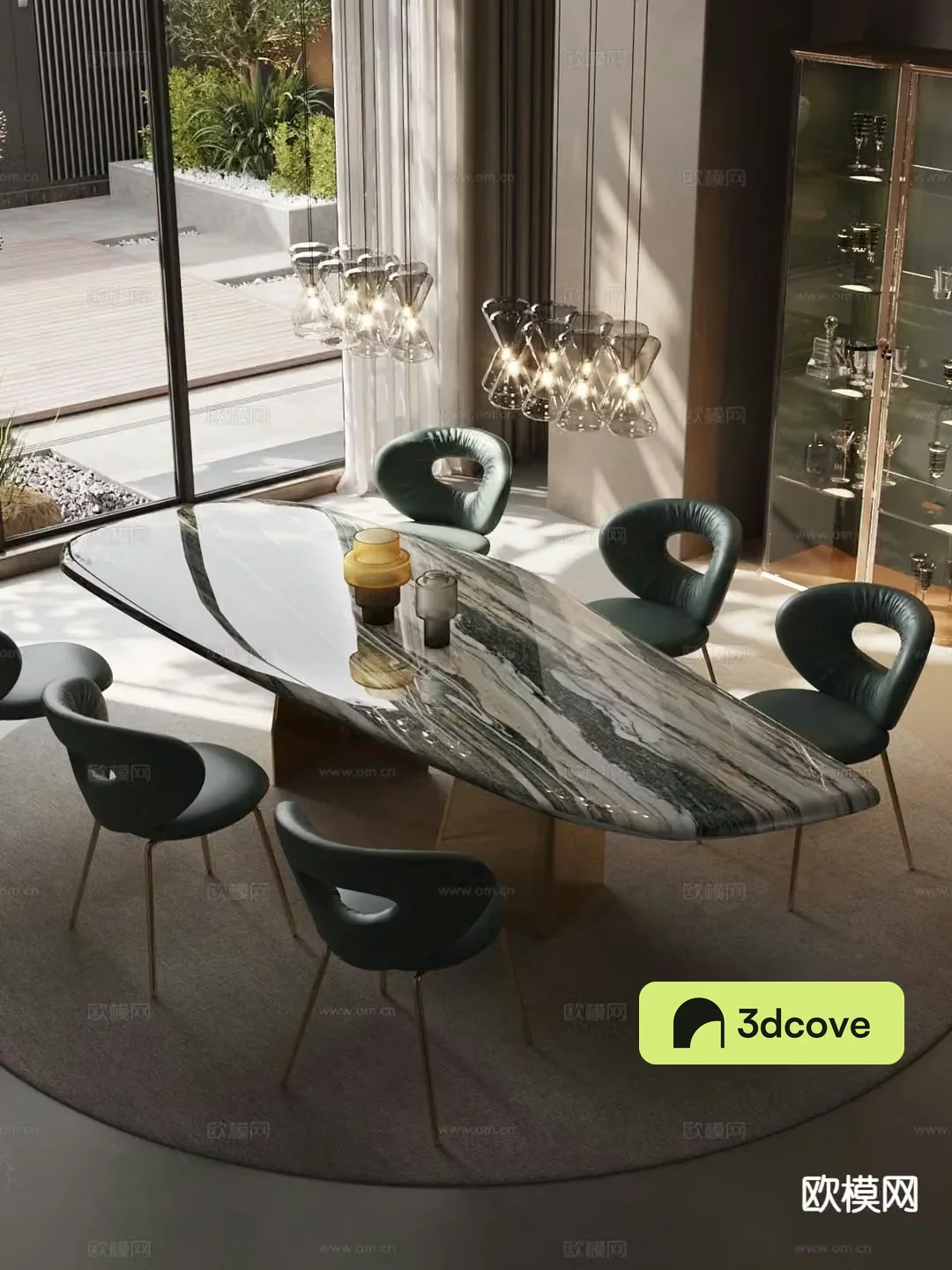 Light luxury dining table and chairs Slate dining table