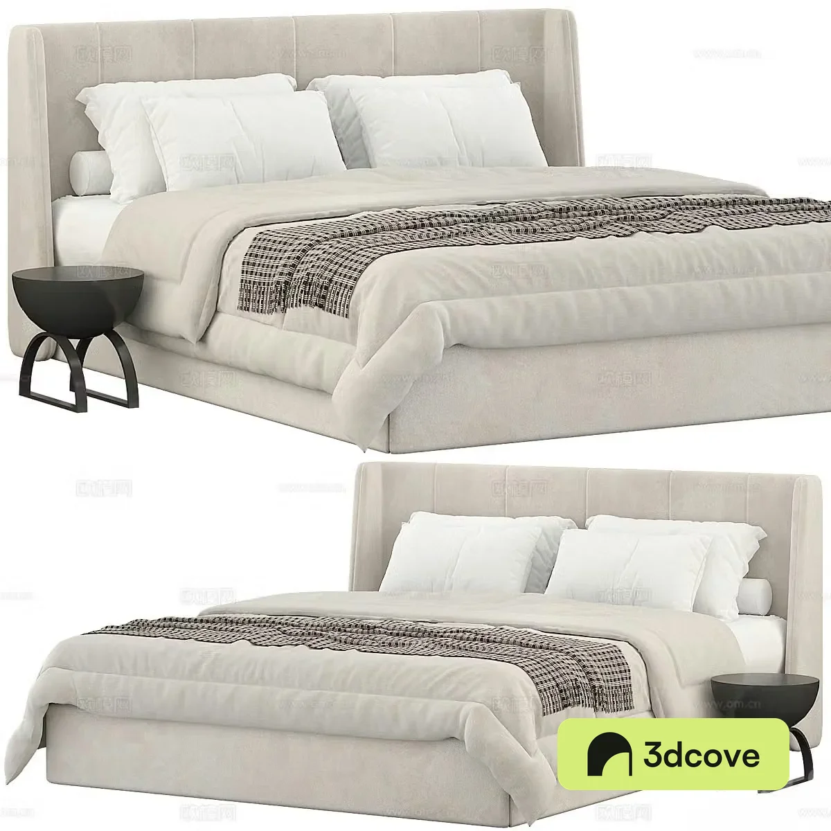 New Chinese fabric double bed