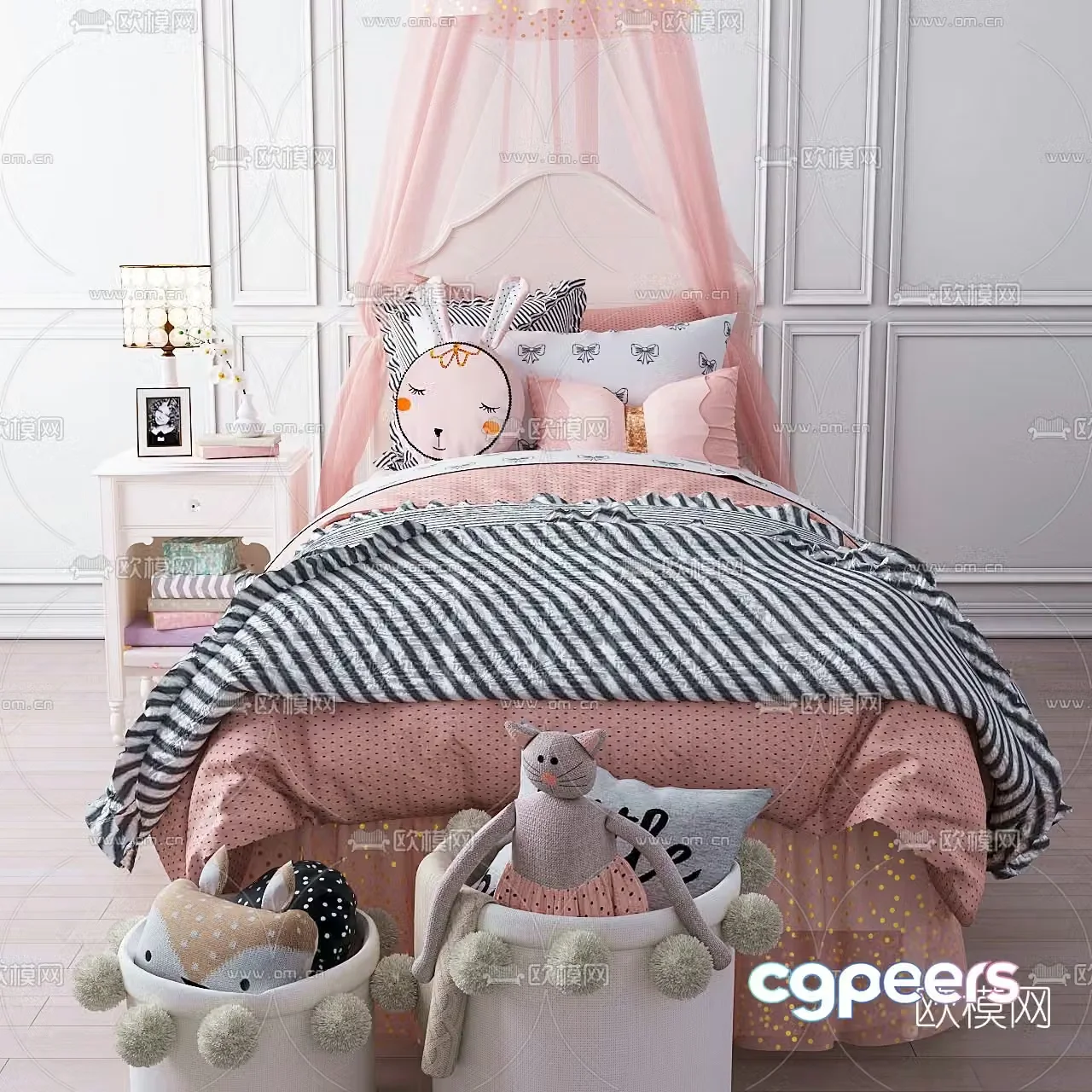 Modern fabric children’s bed 3d model