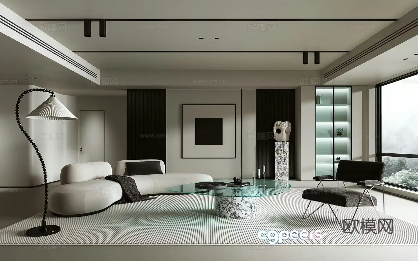 Advanced gray living room 3d model