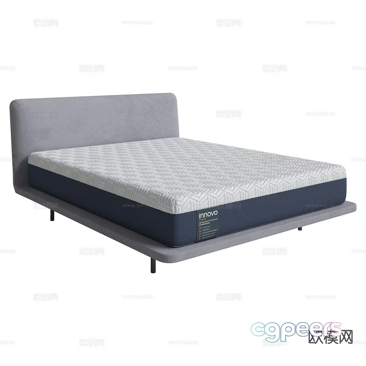 Modern double bed 3d model