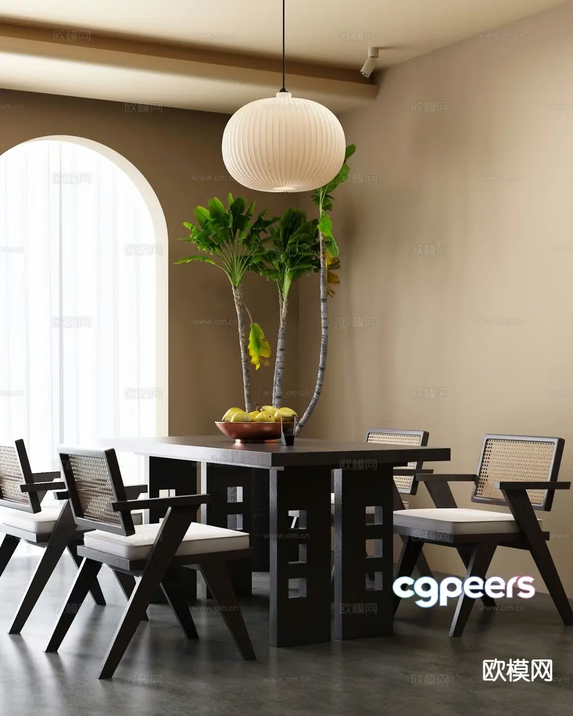 Italian dining table and chairs 3d model