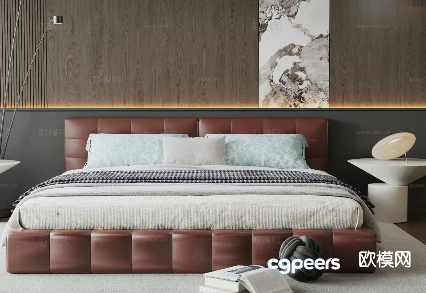 Italian double bed 3d model