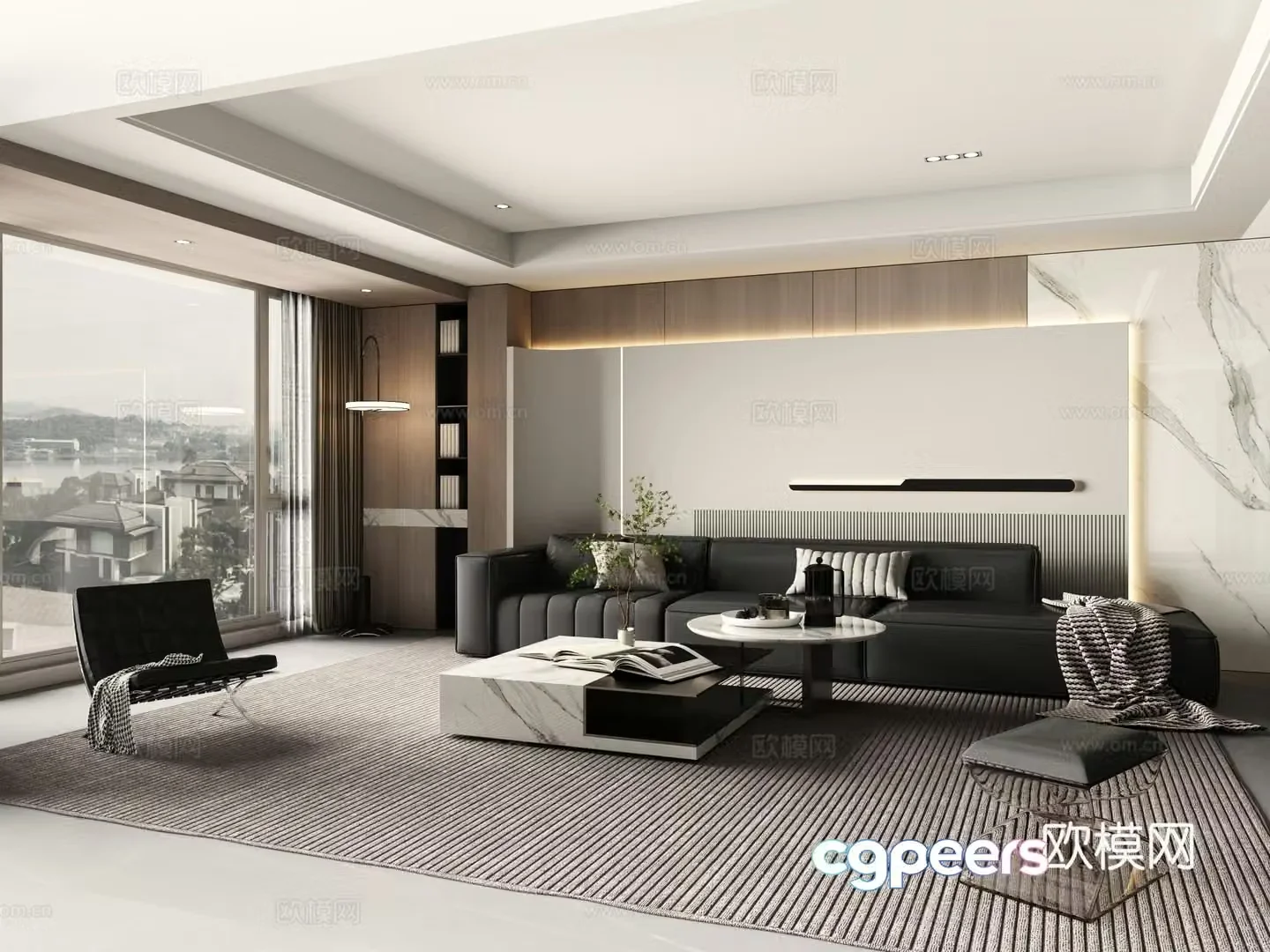 Modern light luxury living room 3d model