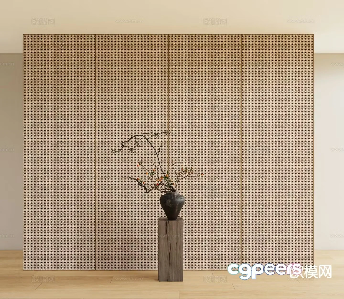 Wabi-sabi bamboo partition 3D model
