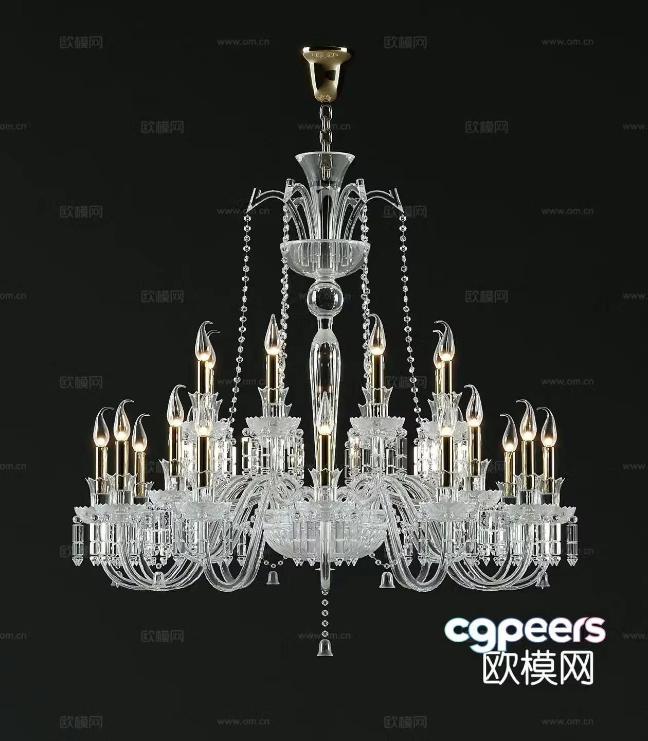 European crystal chandelier 3d model