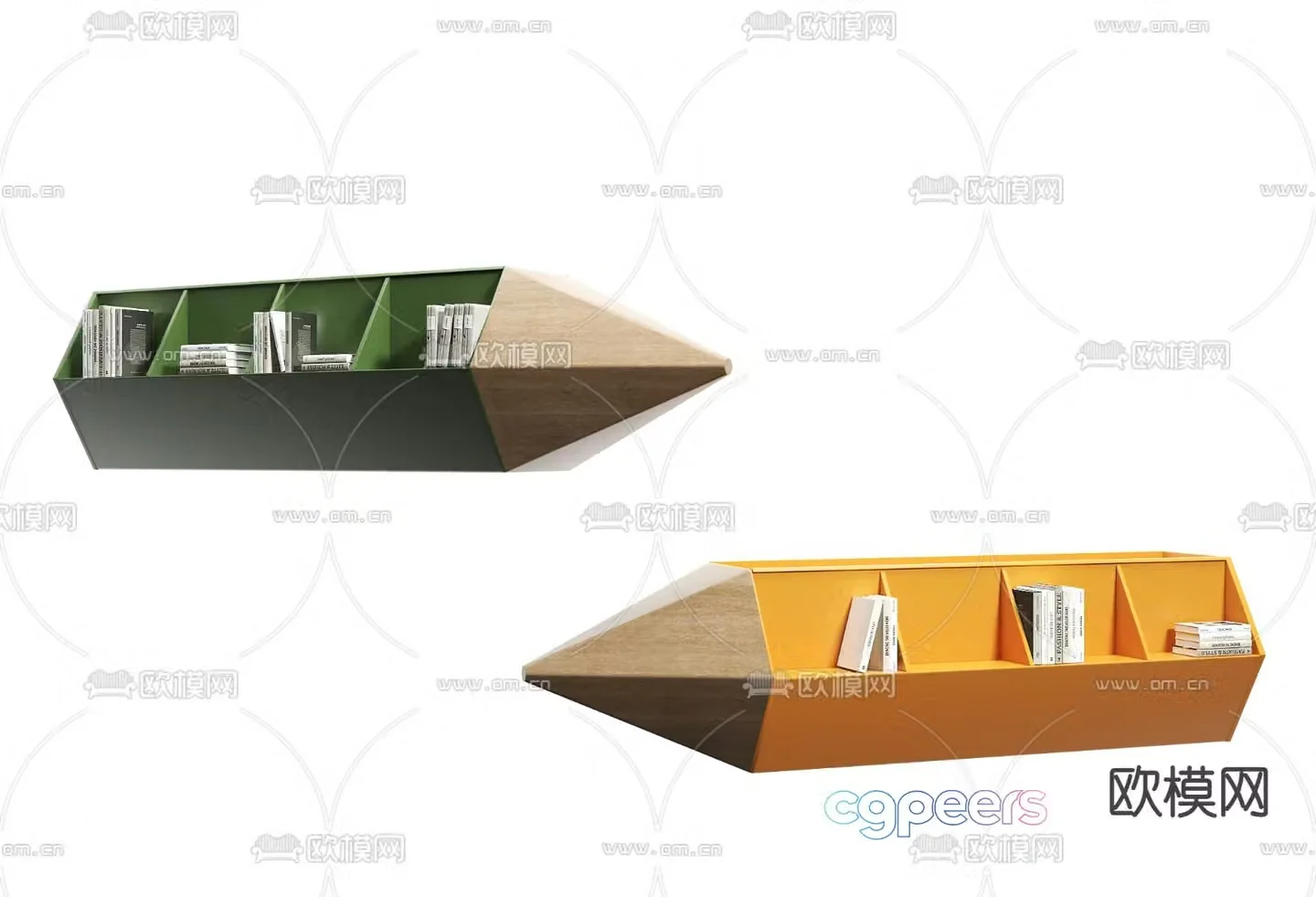 Modern pencil shaped children’s bookcase 3d model