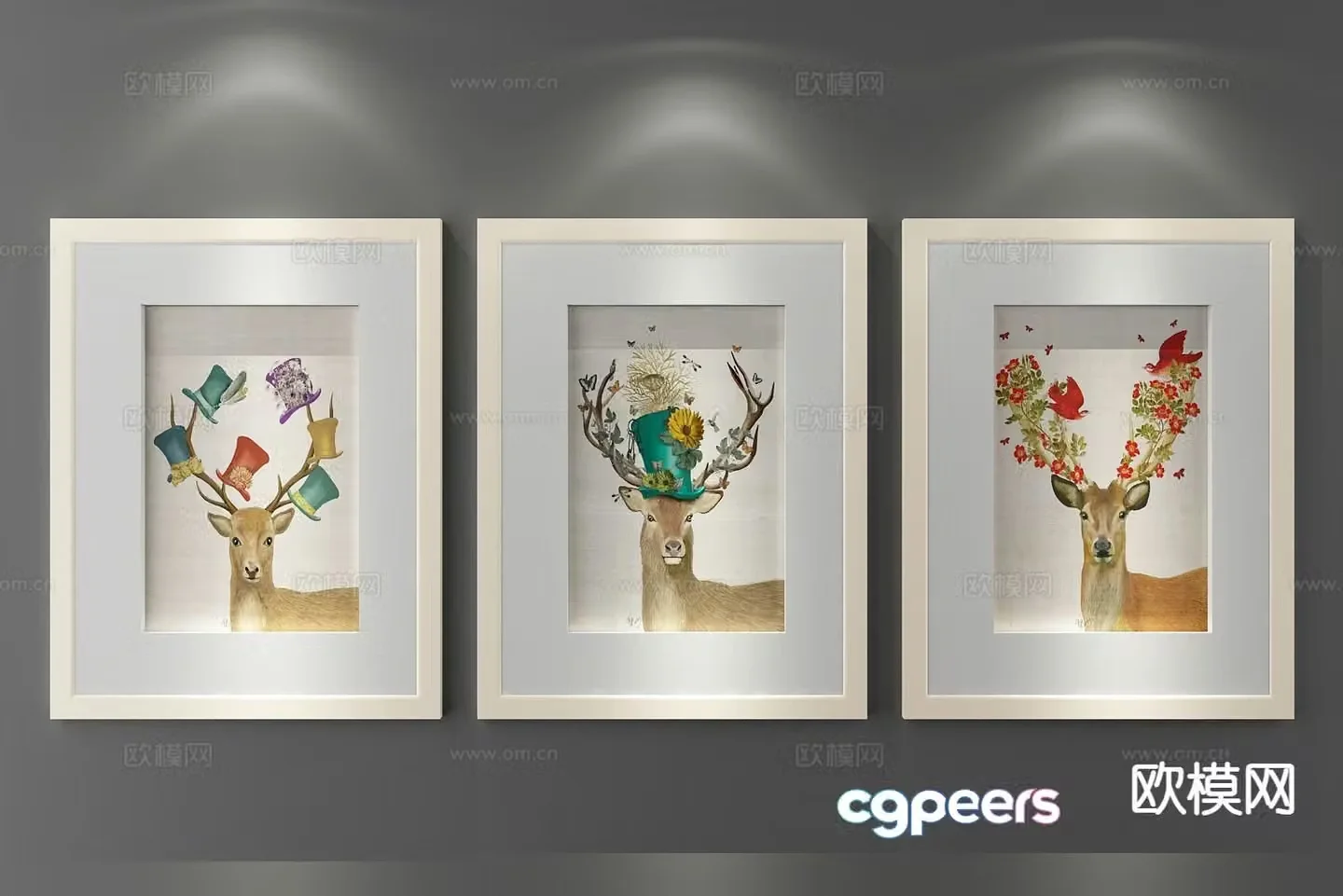 Decorative painting animal painting cartoon hanging painting 3d model