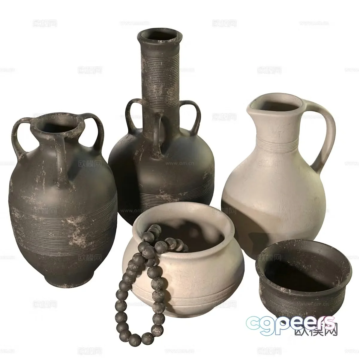 New Chinese style pot vase clay pot 3d model