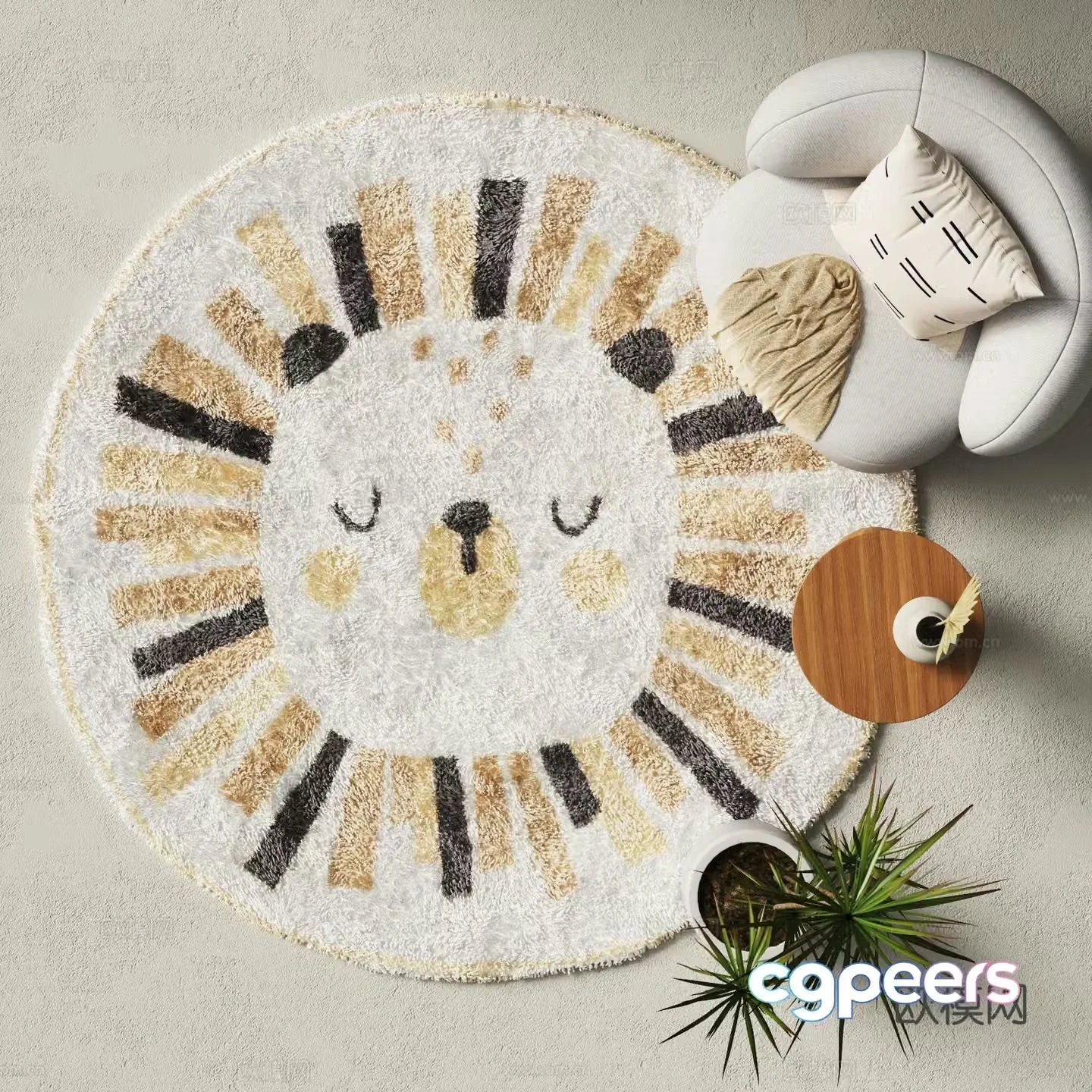 Children’s rug round rug 3d model