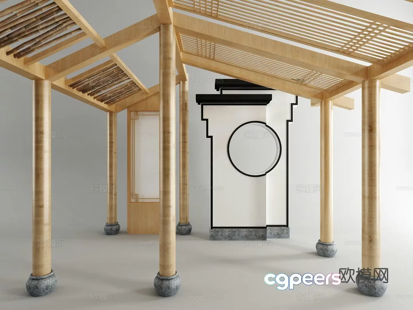 Chinese building components mortise and tenon column 3D model