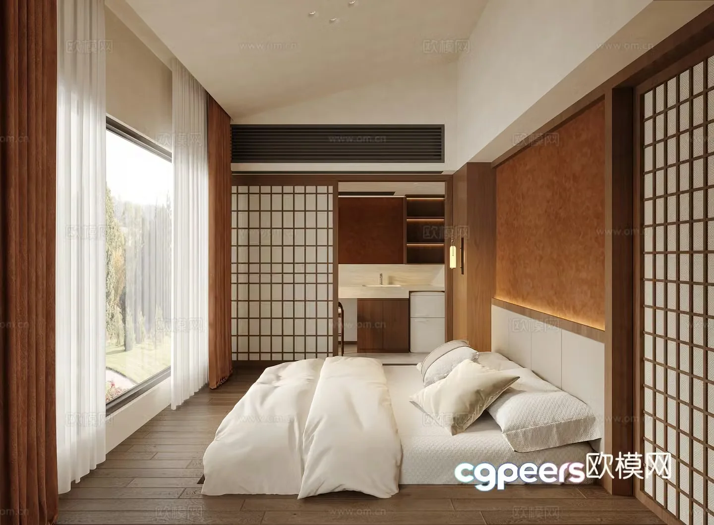 Japanese-style hotel B&B room tatami suite 3D model