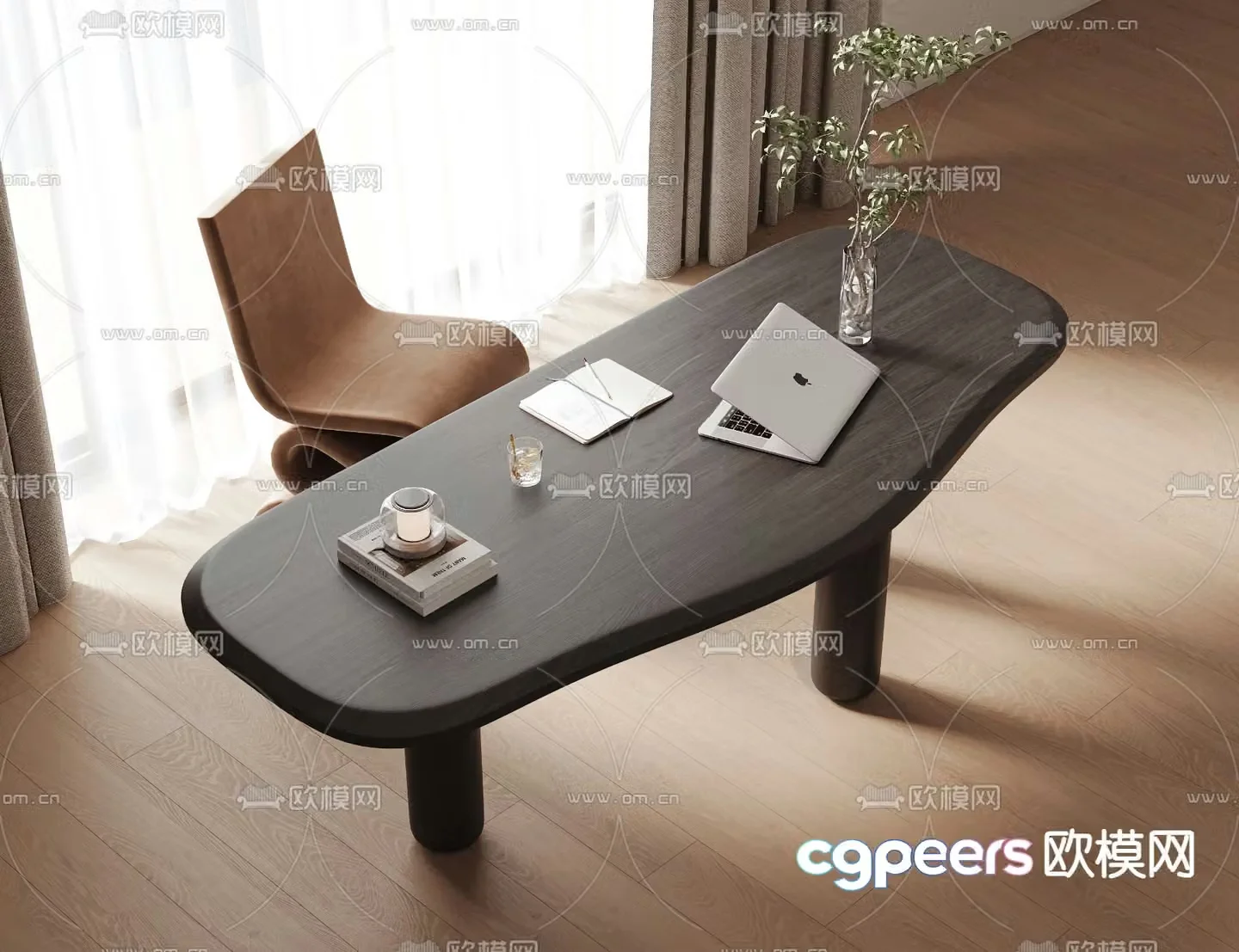 modern desk writing desk 3d model