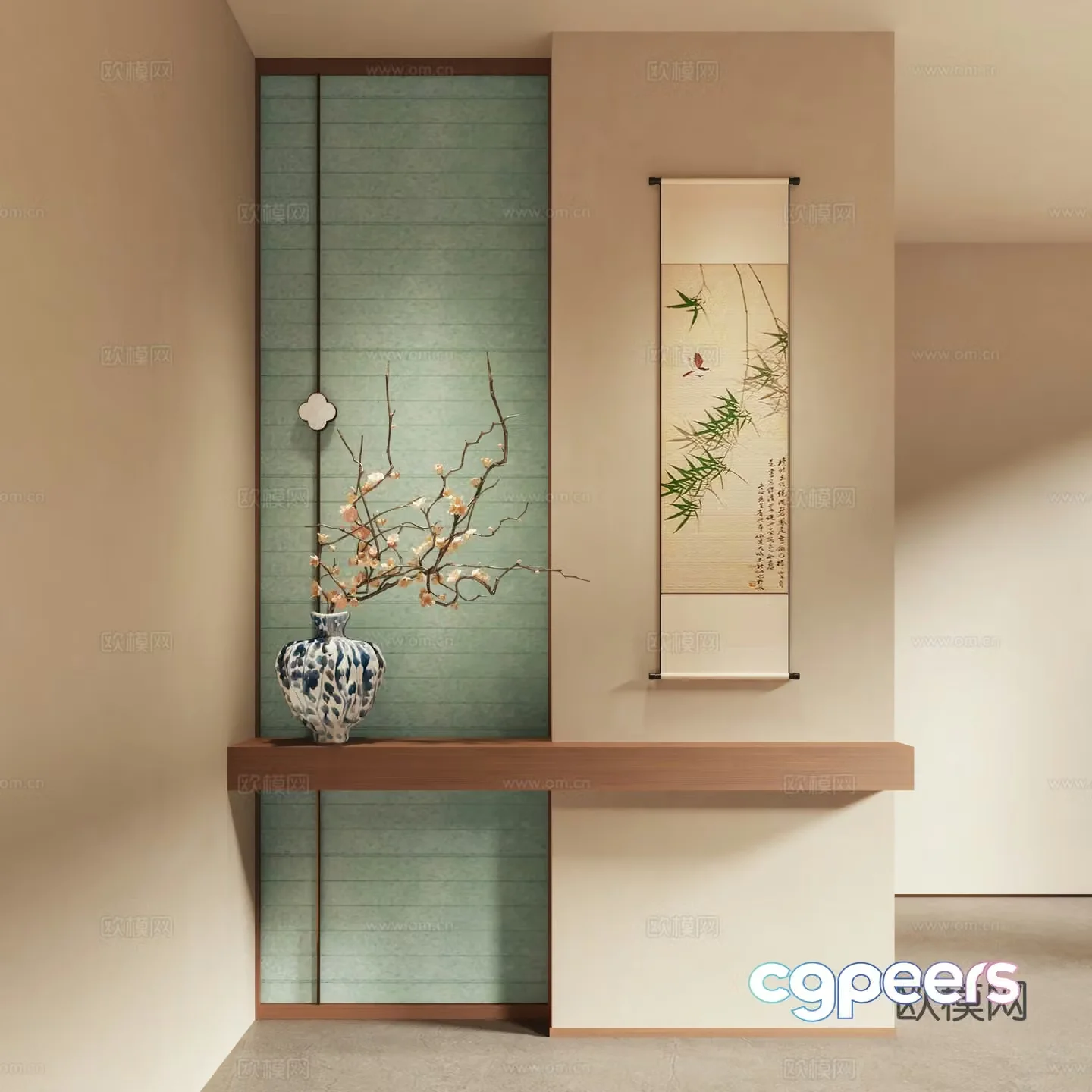 New Chinese style entrance entrance hall entrance hall partition 3D model