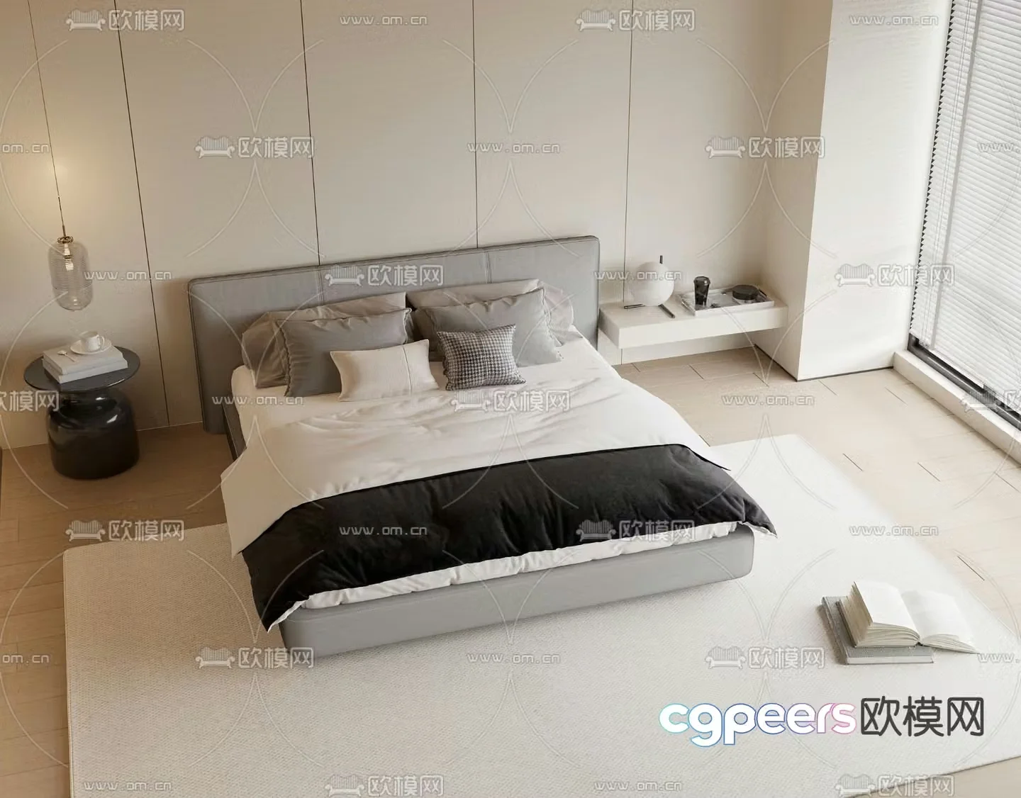 Modern double bed 3d model