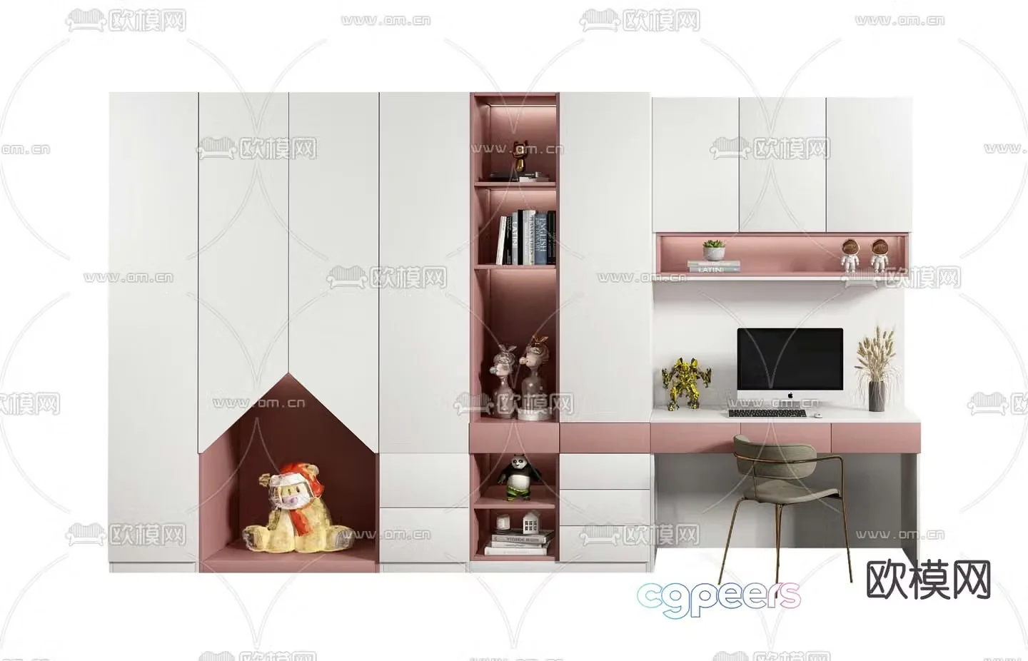 Modern multifunctional children’s wardrobe 3d model