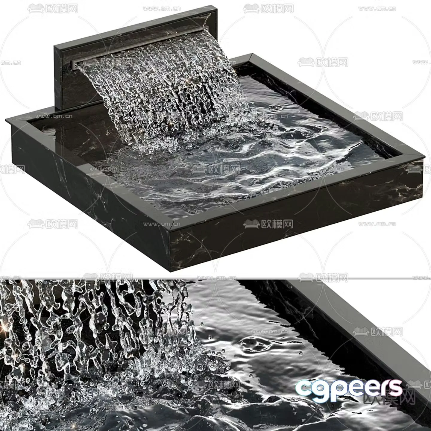 fountain flowing water pool 3d model