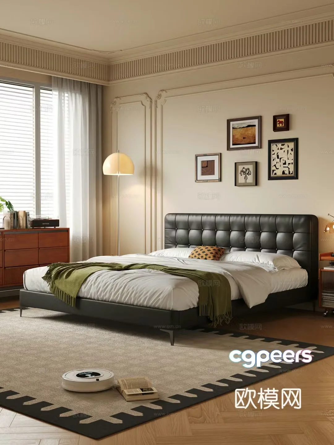 Modern French master bedroom medieval style master bedroom medieval style double bed French double bed 3D model