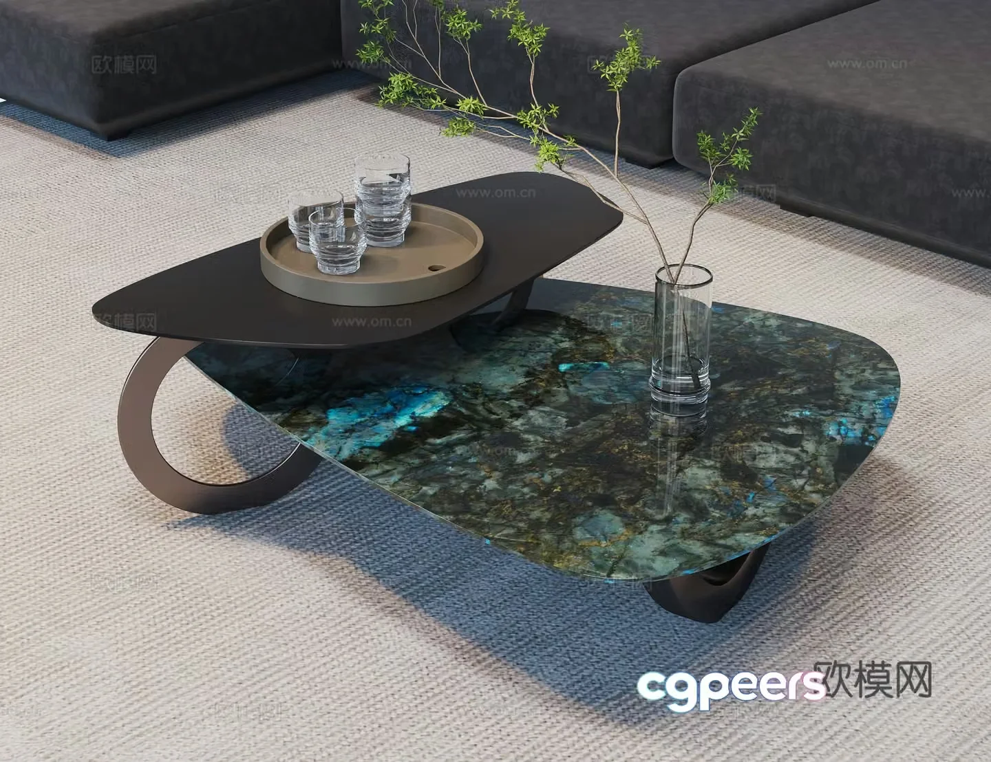 Modern coffee table marble coffee table special shape coffee table letter coffee table coffee table ornament 3D model