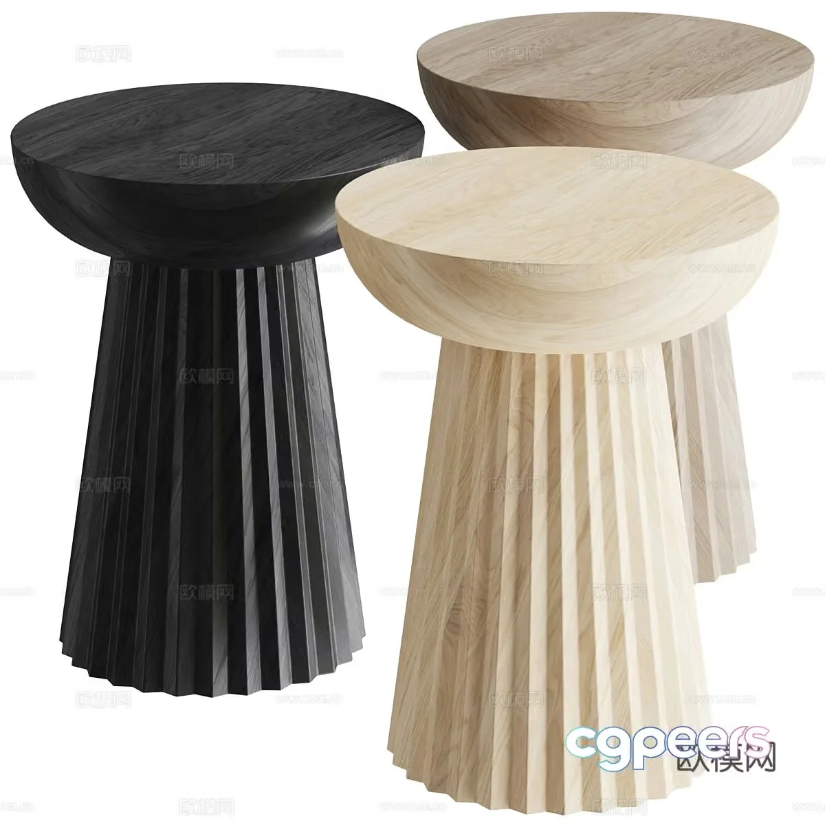 New Chinese-style solid wood round edge 3D model