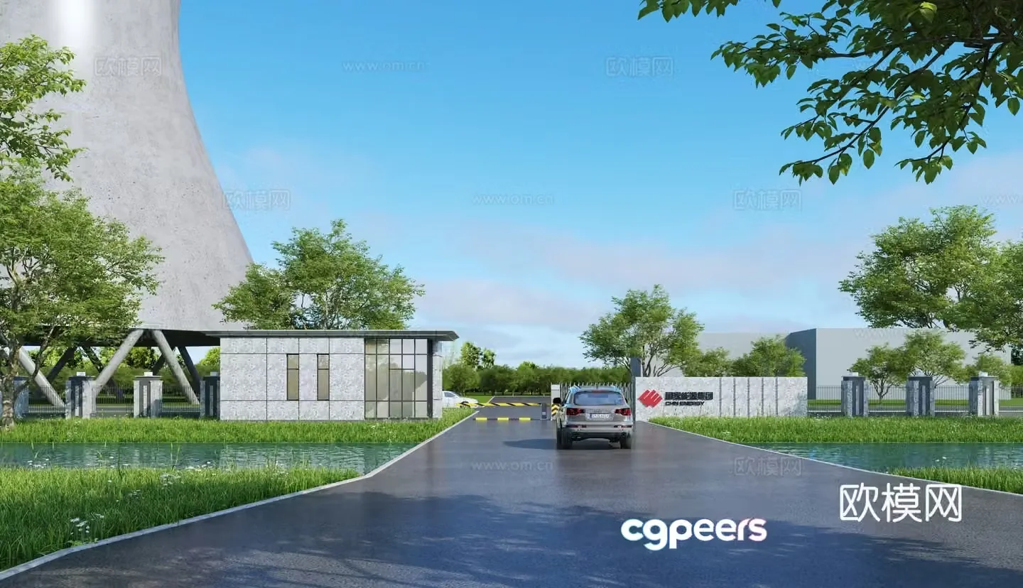 Modern gate entrance building 3d model