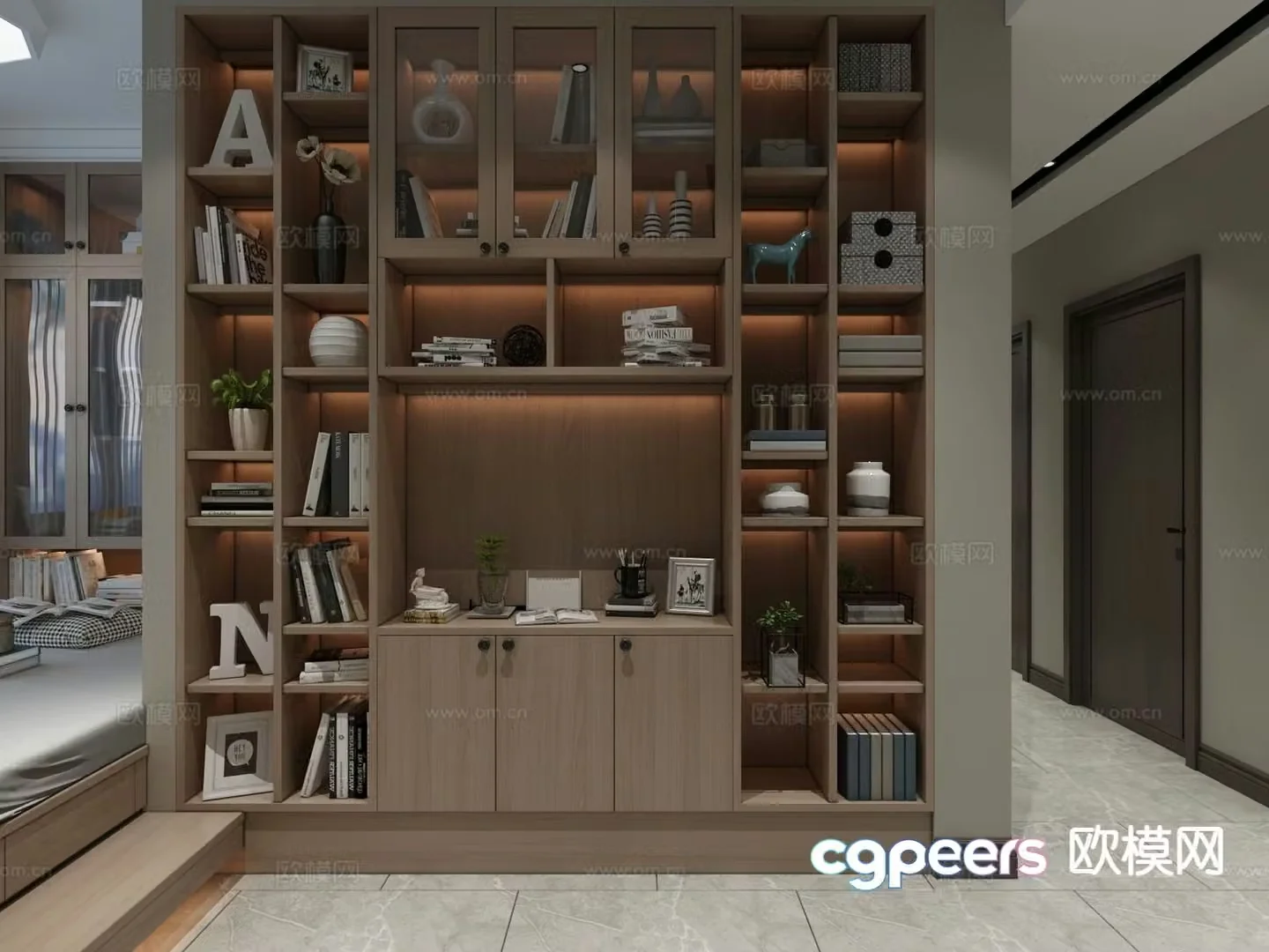 Nordic bookcase bookshelf 3d model