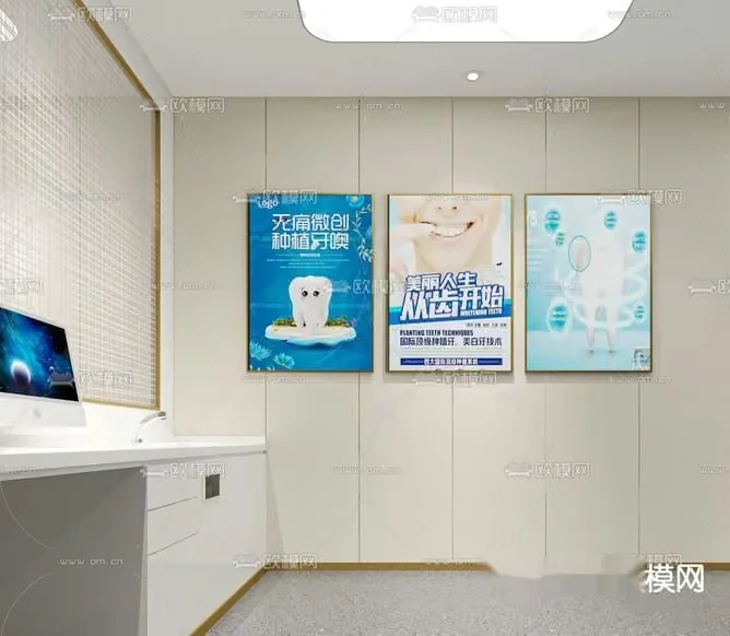 A Dental Office With Posters On The Wall 3D Model – 14402 – VRAY Render