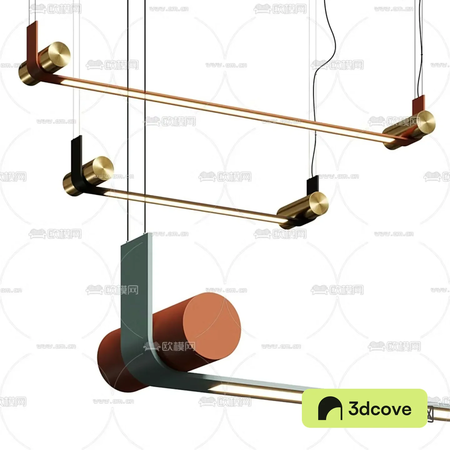 Natuzzi modern metal strip chandelier