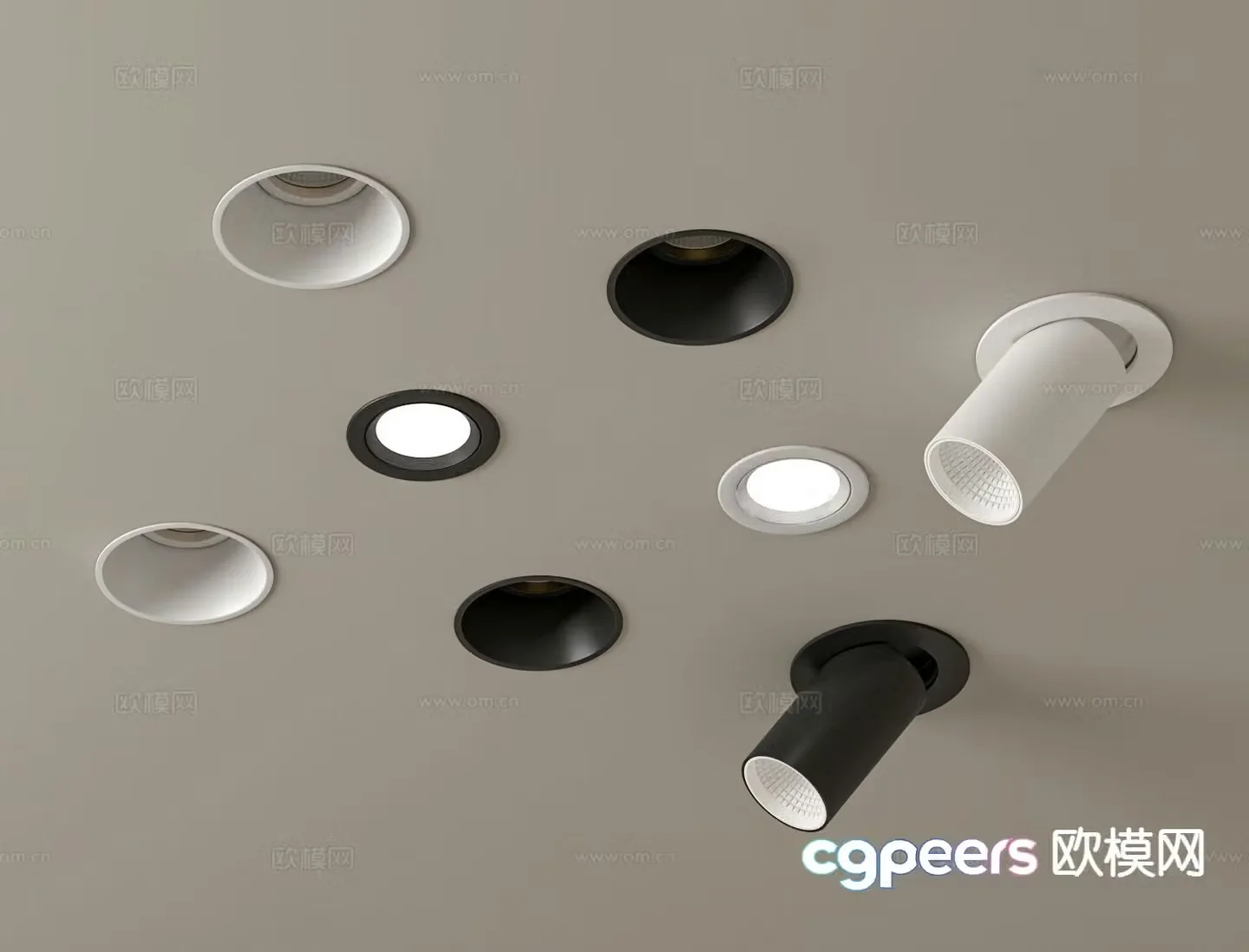 Recessed downlight spotlight track light 3d model