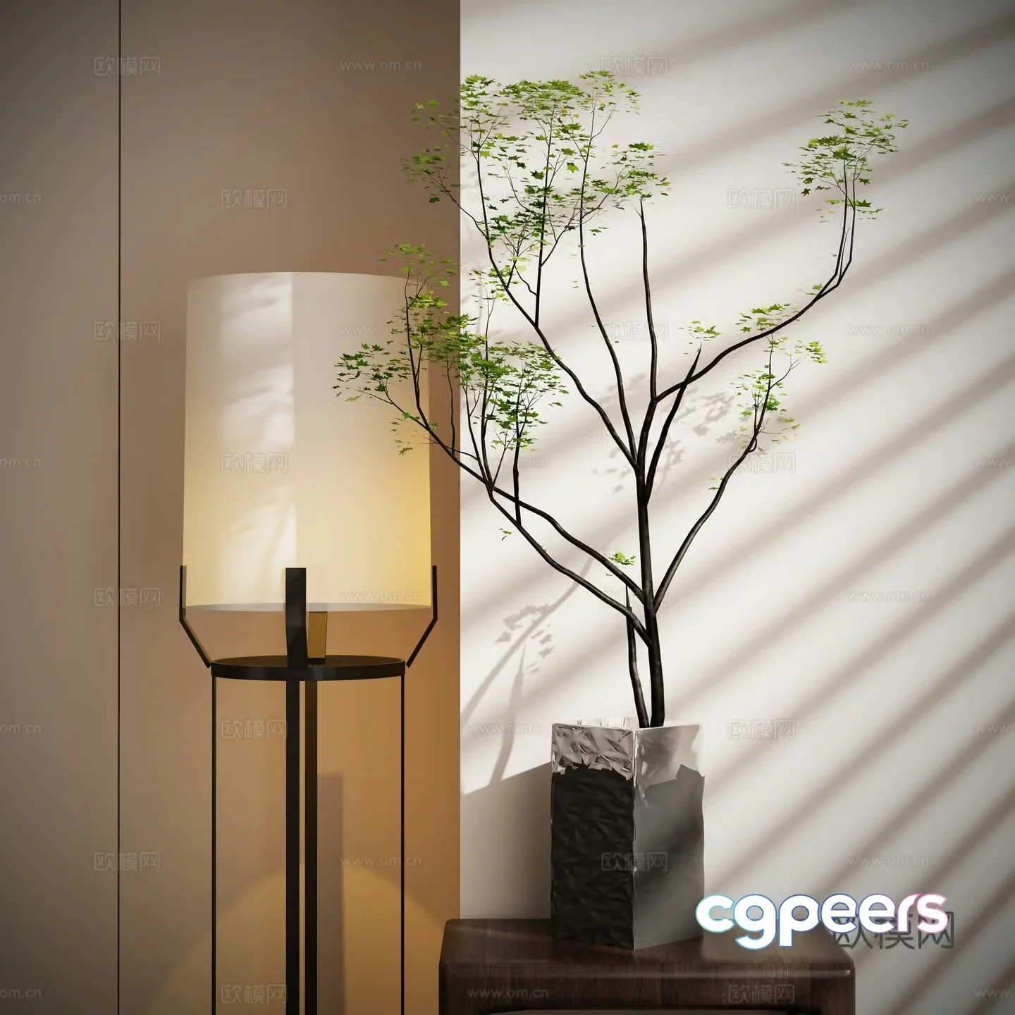 Modern potted plant lamp ornament 3D model