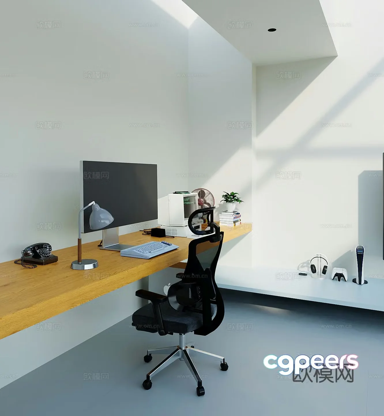 Modern desk and chair e-sports desk and chair 3d model
