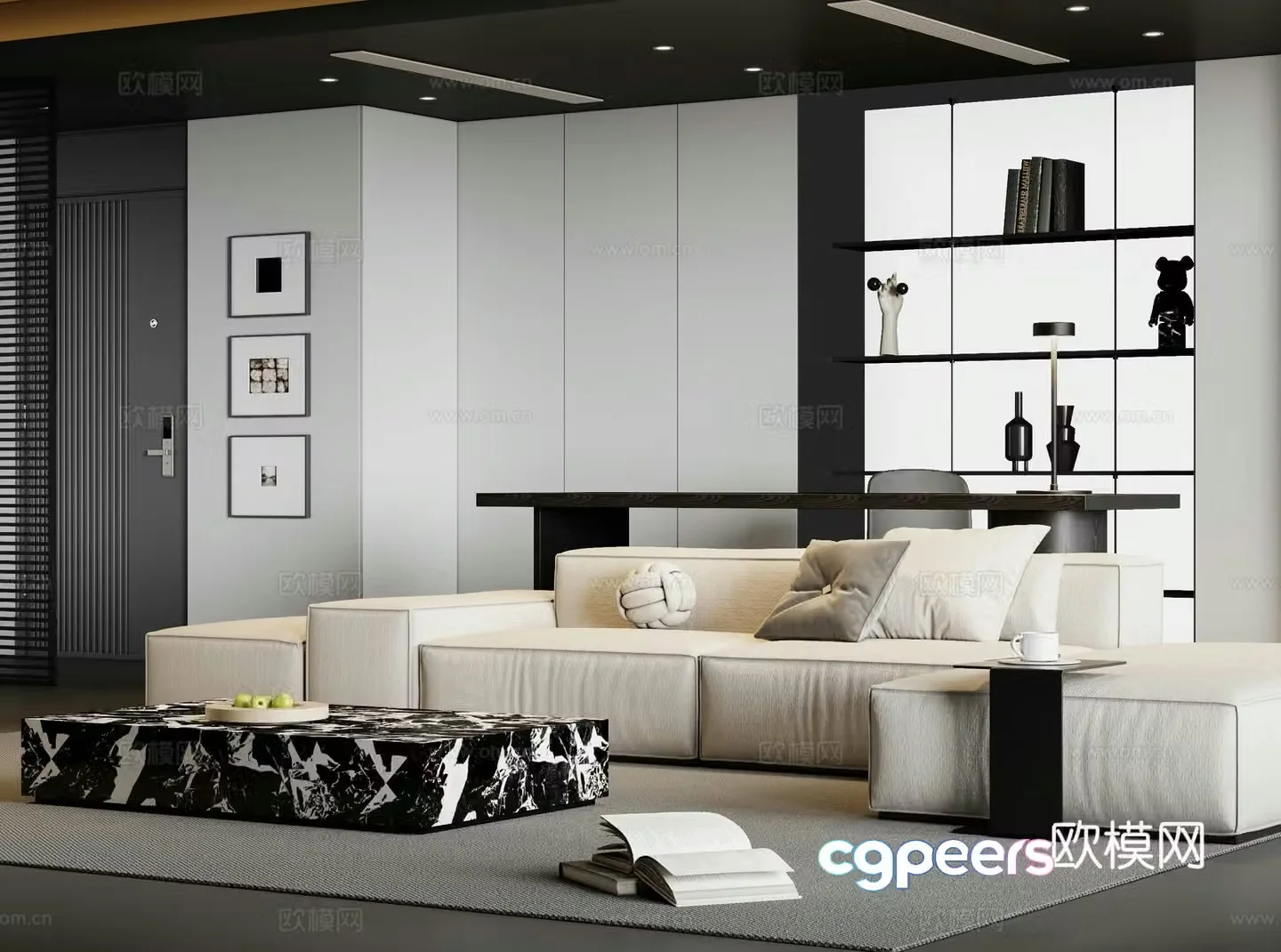 Modern modular sofa multi-person sofa 3d model