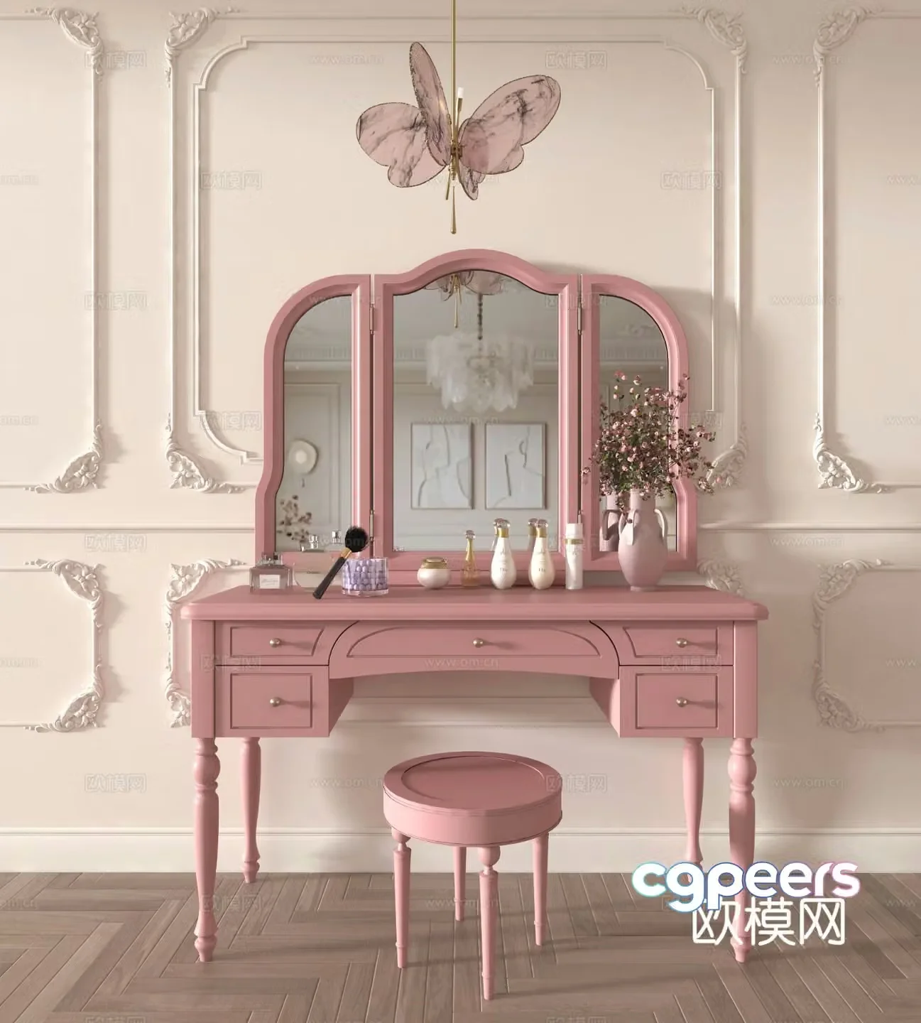 Simple European dressing table dressing table 3D model