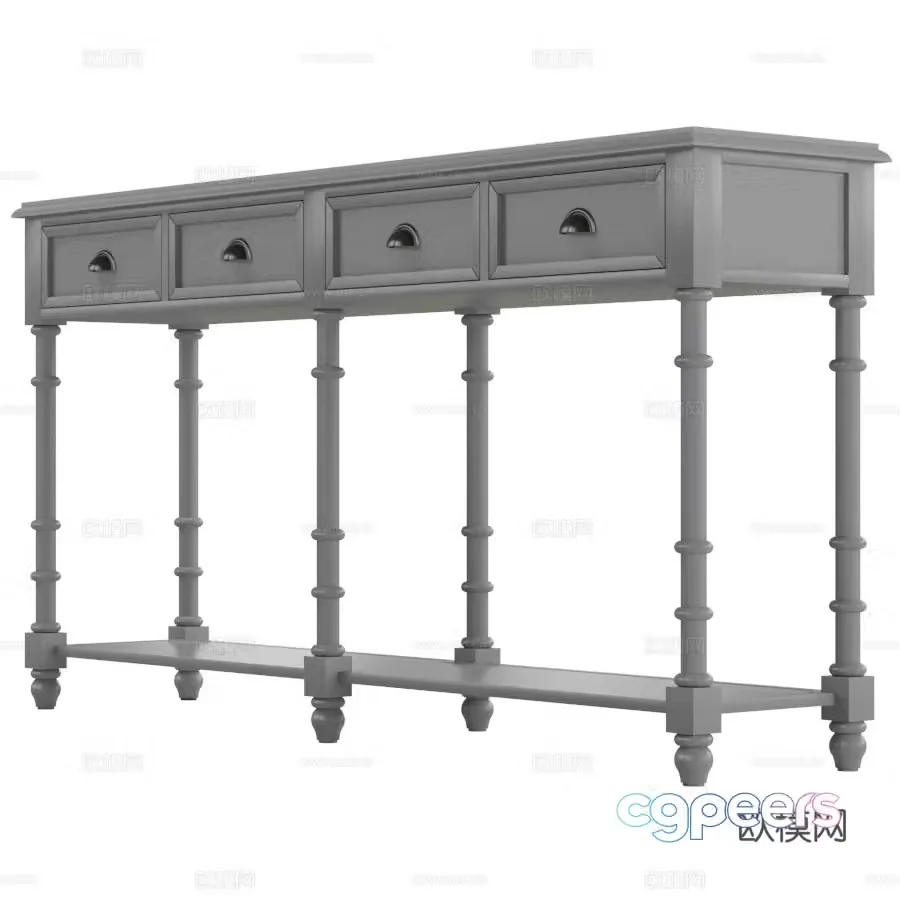 Simple European end view platform entrance cabinet 3D model