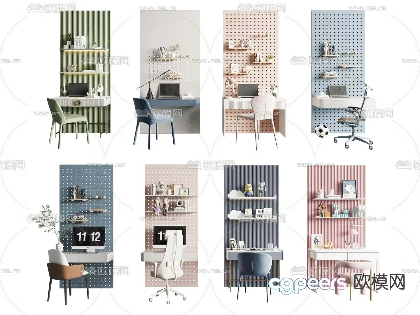 Modern children’s desk and chair combination 3d model