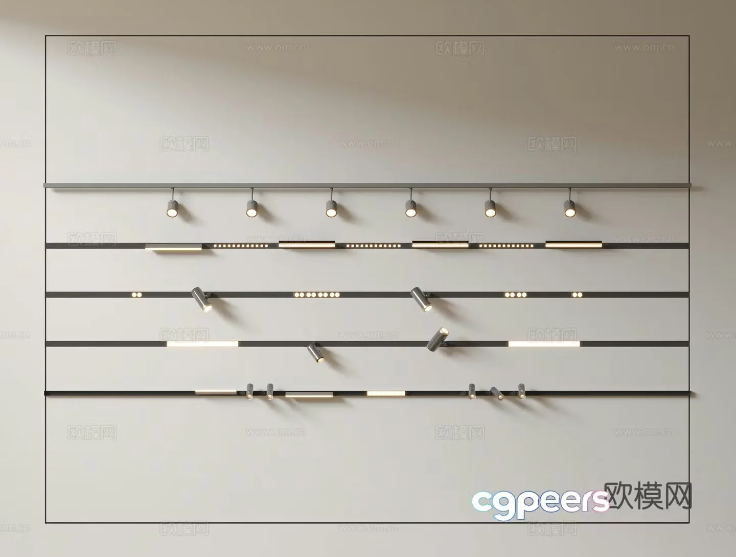 Modern downlight spotlight magnetic track surface mounted turning spotlight linear light 3D model