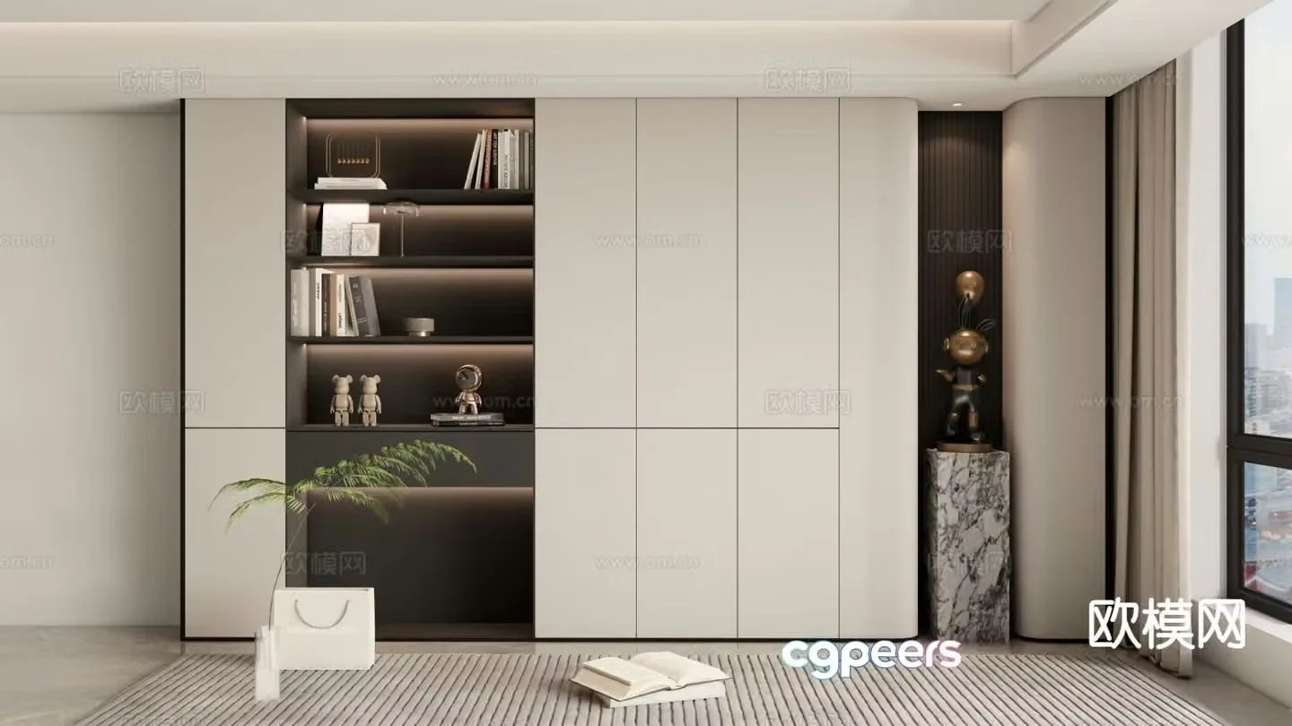 Modern minimalist bookcase office bookcase 3d model