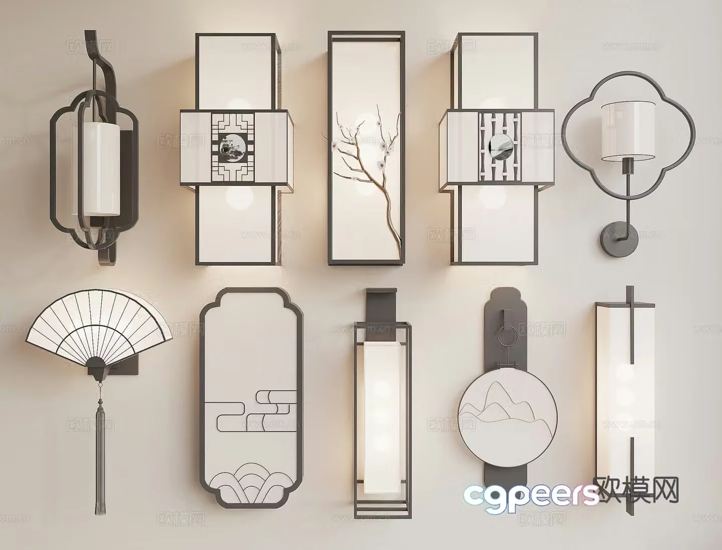 New Chinese wall light 3D model