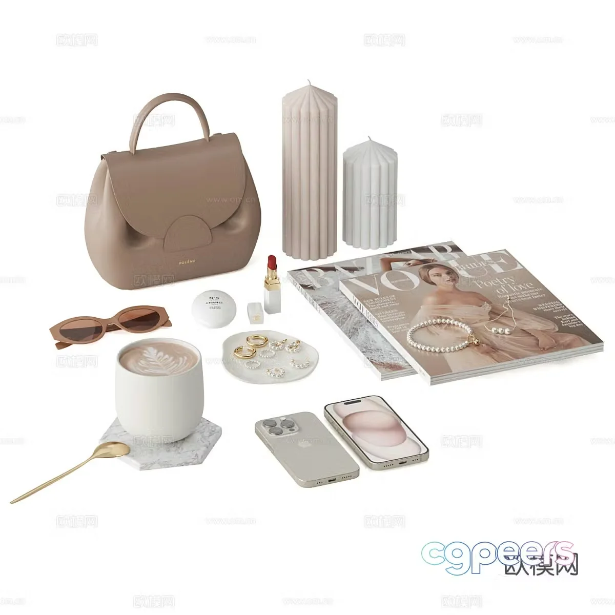 Modern cream style ornament combination 3d model
