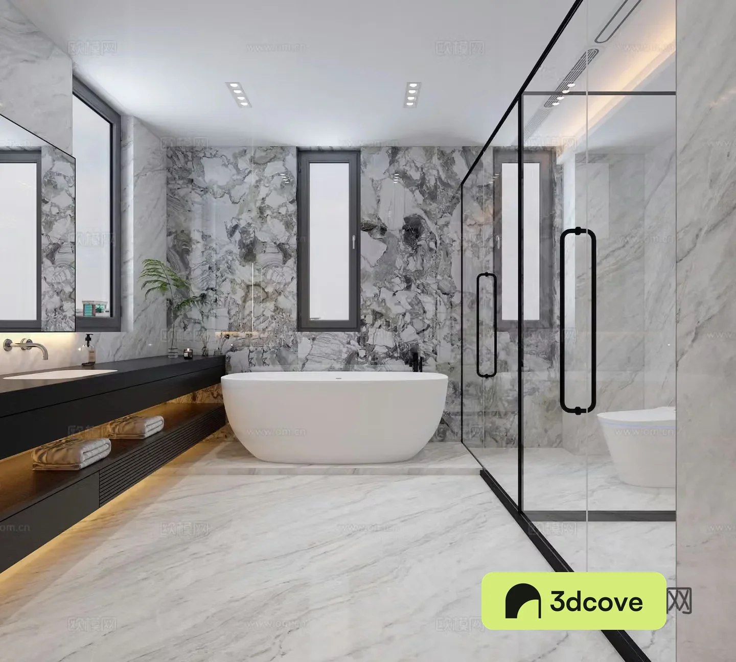 Modern Italian bathroom double basin bathroom cabinet bathtub shower toilet
