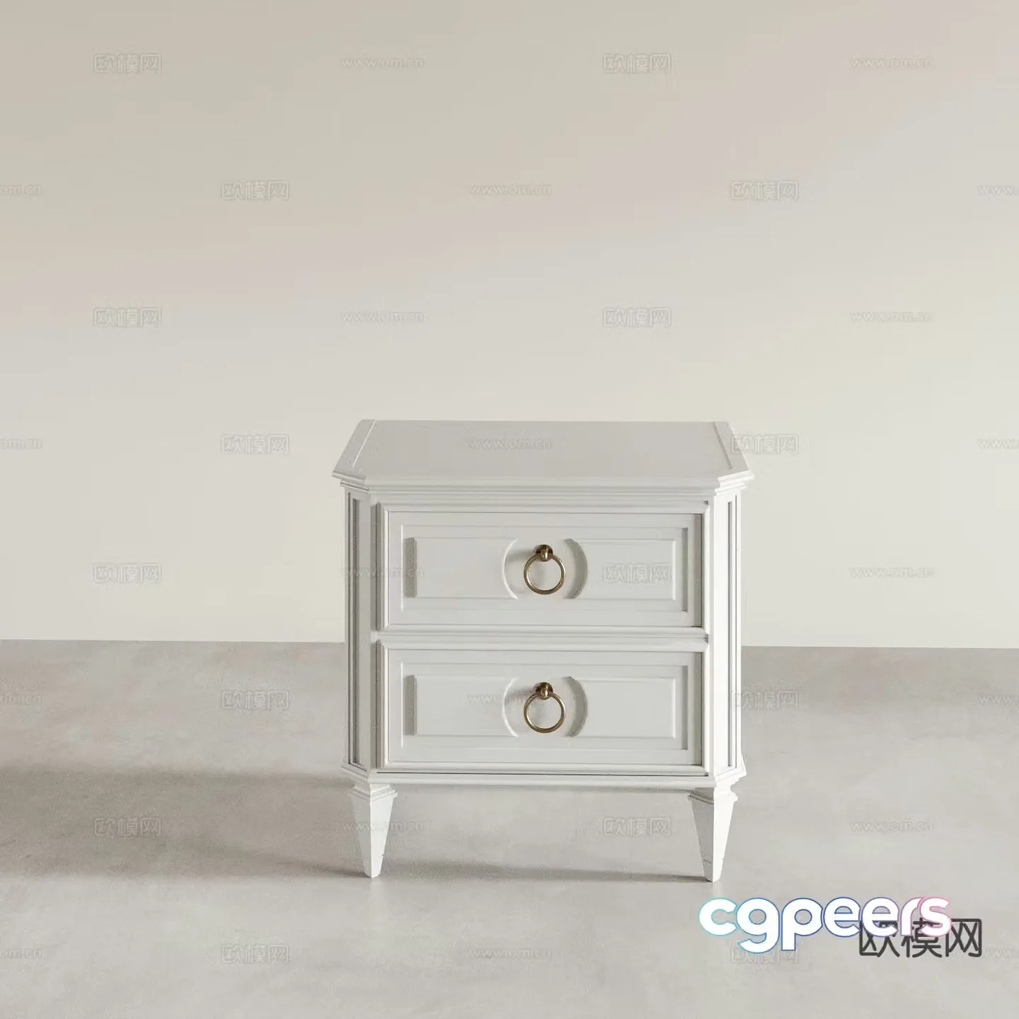 Simple European bedside table 3d model